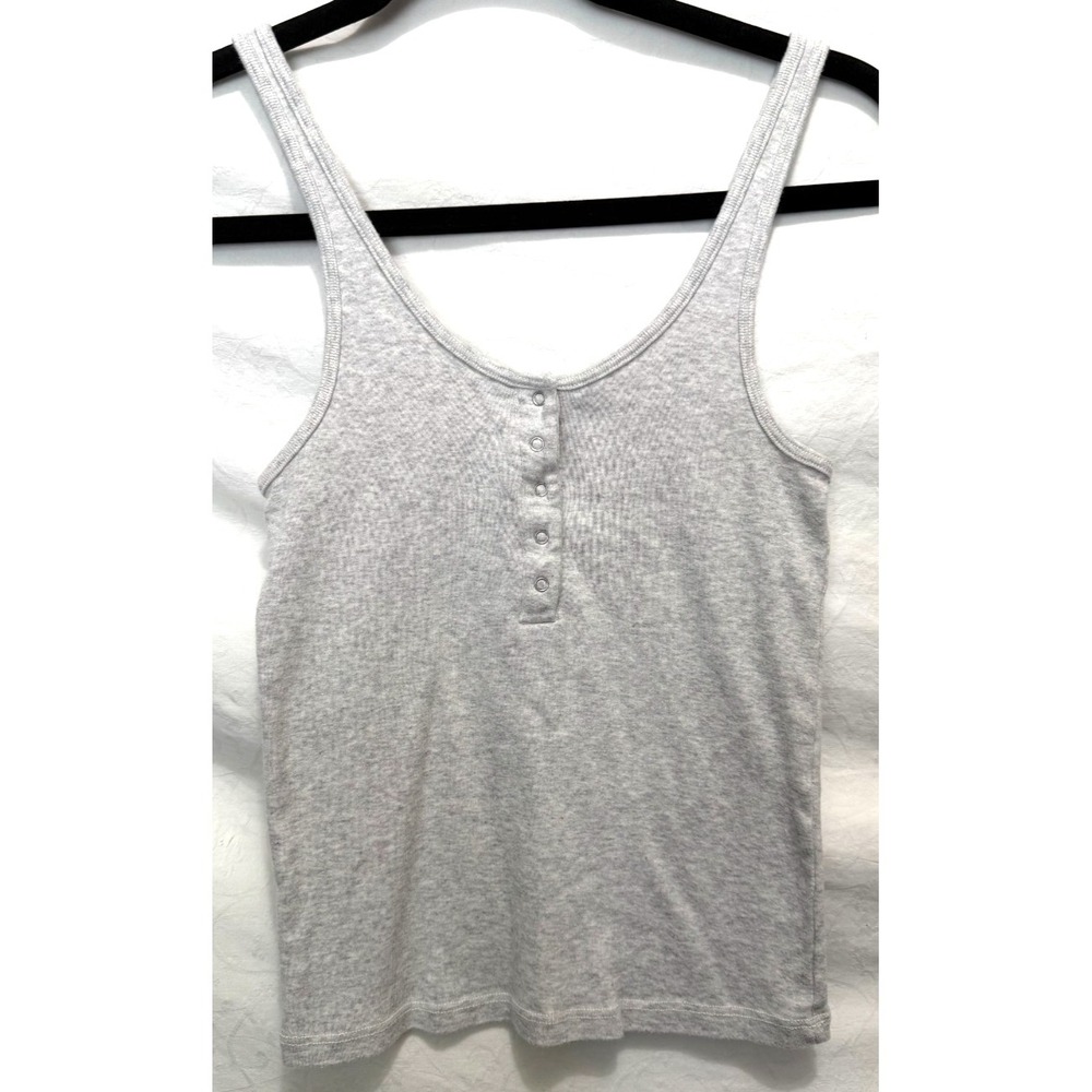 Brandy‎ Melville O/S Women's Gray Cropped 1/4 Snap Front Fitted Cropped Tank Top